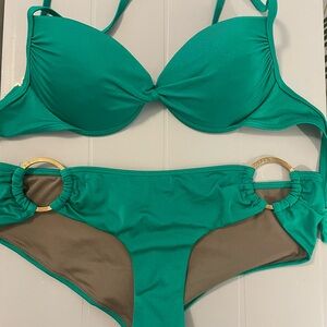 Victoria's Secret Green Bikini with Gold Accents